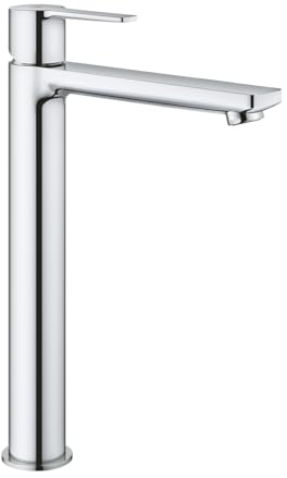 GROHE Lineare, Waschtischarmatur hoch, wassersparend (Wasserhahn für das Bad, 31cm hoch, ideal für die Montage hinter dem Waschbecken, einfache Installation), chrom, 23405001
