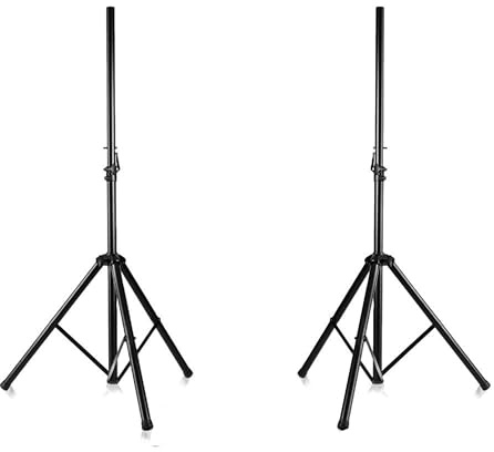 Pyle, 2 Speaker Stand Floor Pair – Dual Universal Pa Dj Floor Tripod Stands, Adjustable Height – Heavy Duty & Lightweight, Portable w/Case, Stable
