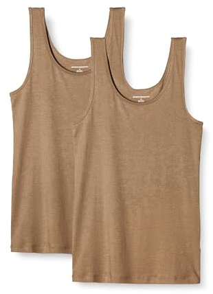 Amazon Essentials Women's Linne smal passform, Pack of 2, Beige, XS