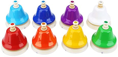 Handglocken, 8 bunte Musical Learning Percussion Instrumente, Spielzeug Geschenke für Kinder und Haustiertraining, für musikalische Frühförderung, Tiertraining und Geschenkideen
