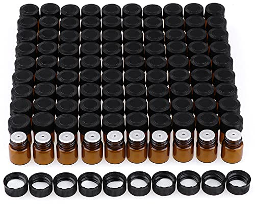 Fenteer 100 Mini Klein Leer Glasflaschen Braunglasflasche Ätherisches Öl Flaschen mit Rollenkugel, 1 ml…