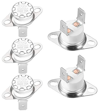 sourcing map KSD301 Thermostat 155 °C / 311 °F 10A Normalerweise geschlossen N.C. Einstellen der Schnappscheiben-Temperaturschalter für Mikrowelle, Backofen, Kaffeemaschine 5 Stück