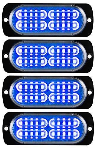 Sidaqi 4 x 20 LED Feux Stroboscopique blu Haute intensité 12-24V pour Voiture police camion Feu de Flash latéral, lumière de position, indicateur, lumière d'avertissement