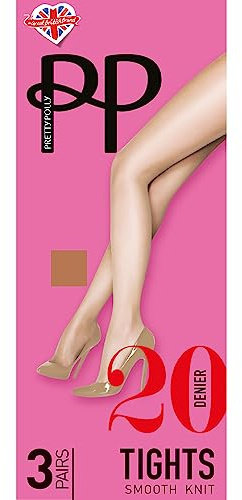Pretty Polly 3 Pair Pack Chiffon 20 Denier Smooth Knit Tights 2 sizes (MEDIUM/LARGE)