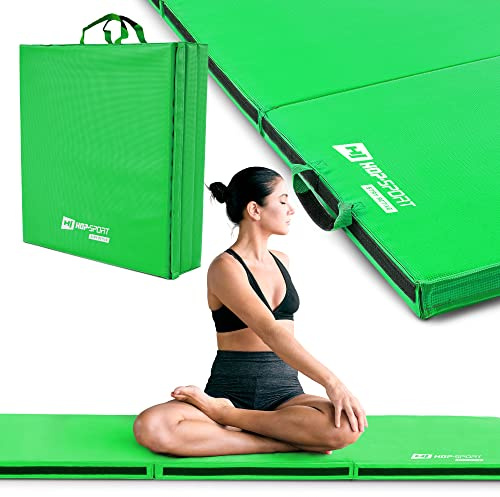 Hop-Sport Turnmatte klappbar - Bodenweichmatte für zuhause 180x60x5cm - Fitnessmatte, Gymnastikmatte mit Tragegriffen und Klettverschluss Dicke 4cm / 5cm