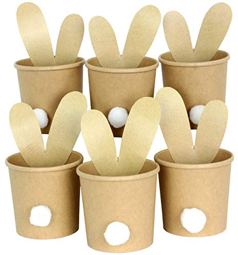 PaPIerDraCHeN 6 cestini Decorativi di Pasqua per Il riempimento - Mug con e Senza Copertura - Completo - Decor di Pasqua con Adesivi - Cesti di Pasqua Come Box