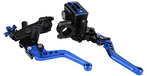 Motorrad Brems Kupplungs Master Universal 22mm 1 Paar EVGATSAUTO Zylinder Reservoir Hebel(Blau)
