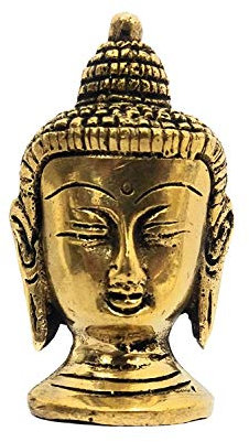 Athizay Statue Tête de Bouddha en Laiton - 7cm Finition Or Antique | Petite Sculpture Décorative pour Table Étagère ou Décoration Spirituelle Maison