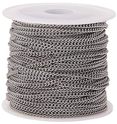 Airssory 10 m lange Panzerketten, gedrehte Ketten, ungeschweißt, mit Spule, oval, für Schmuckherstellung und Bastelarbeiten, 2,5 x 2 mm