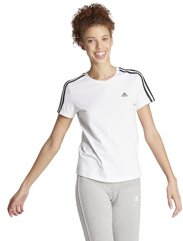 adidas Femme Essentials Slim 3-Stripes Tee T-Shirt,White/Black,XL