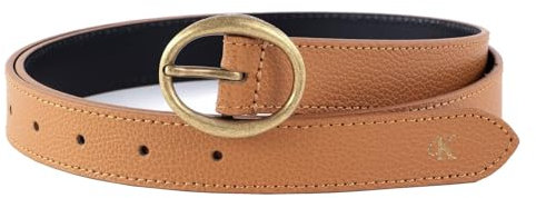 Calvin Klein Jeans Damen Rounded Buckle Belt 25MM Grtel, Cognac, 130 cm