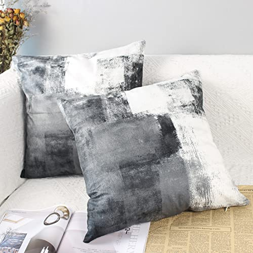 OYIMUA Grau Kissenbezug 40x40 Samt 2er Set Modern Weich Dekokissen | Sofakissen Deko Kissenbezüge für Sofa Bett,Aesthetic Quadratisch Kissenhülle Couchkissen Outdoor Kissen Zierkissen