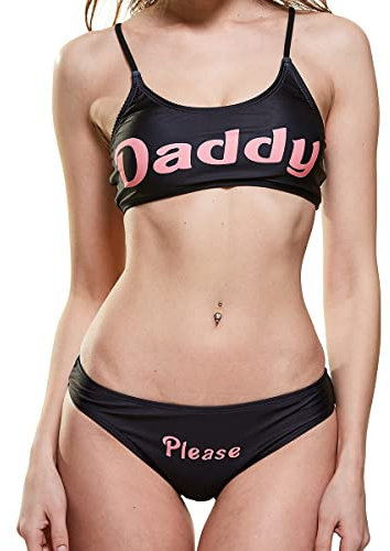 SINROYEE Sexiga damunderkläder set slutty underkläder kläder linnen och trosa pyjamas nattkläder bikini baddräkt ja pappa 2 st, Svart, M