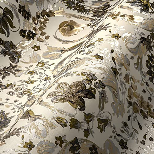 Versace Wallpaper Floral 387066 Pearl Beige White Brown Designer Tendrils Baroque 10.05 x 0.70 m Made in Germany