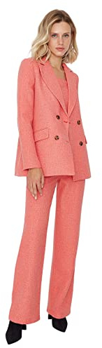 TRENDYOL Damen Regular Standard Plaid Webstoff Blazer Coat, Rot, 34 EU
