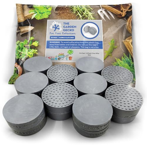 The Garden Gecko Invisible Pot feet for outdoor plant pots and flowers solid rubber pot risers with enhanced non-slip surface grip | 20 PACK | GREY WISP