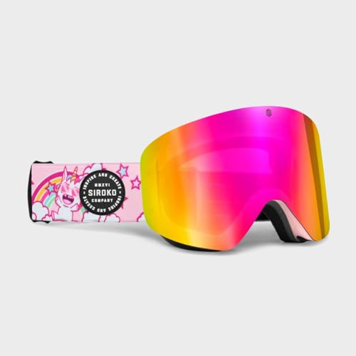 SIROKO - Gafas de Esquí y Snow para Niños GX Snow Unicorns Rosa chicle/Amarillo