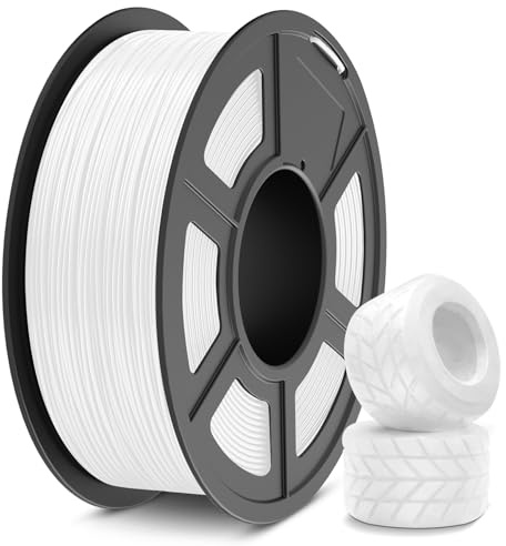 SUNLU TPU Filamento 1,75mm, Filamento TPU ad alta velocità 95A, 1KG flessibile per stampante 3D per una stampa veloce, precisione dimensionale +/- 0,03mm. (Bianco)