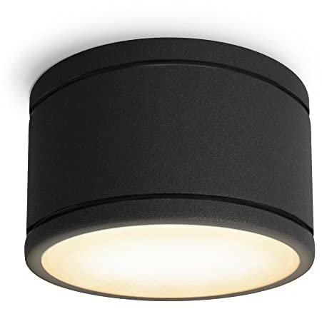 SSC-LUXon CELI-WX Aufbauleuchte Bad schwarz inklusive LED Leuchtmittel GX53 230V - IP44 Deckenlampe Badezimmer 6W warmweiß