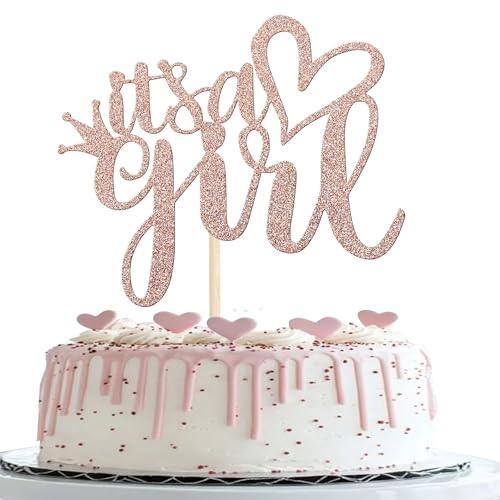 1 Stück It's a Girl Cake Topper Glitter Baby shower Girl Cake Tortendeko Geburtstag Gender Reveal Baby shower Kuchendekoration Fotostand Requisiten Party Kuchen Dekoendeko Rosegold