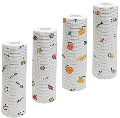 NIYANGLE 4 Rollos Trapo Paños Desechables Paños De Limpieza Desechables Toallas Desechables Bayeta Escurreplatos Toallitas Desechables Pulpa De Madera El Perezoso Absorción De Aceite