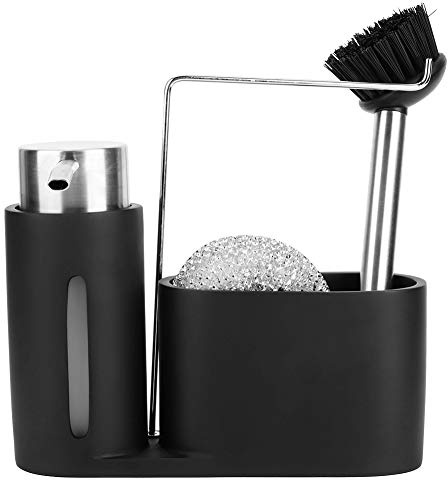 Joseph Soap Kitchen 24×21×8 Küchenspüle Geschirr Spülmittelspender Behälter Spültuch Lappen Lagerregal Schwarz
