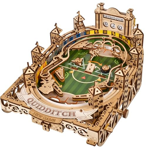 Ugears Quidditch Pinball 3D Puzzle Holz - 3D Holzpuzzle Harry Potter Flipper Maschine Modellbausatz Erwachsene Flipperautomat - Harry Potter Geschenke Holzpuzzle Erwachsene für Geburtstag - 402 Teile