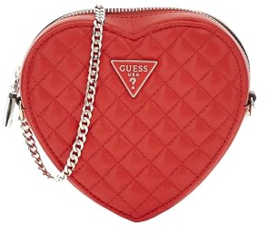 GUESS Damen Rianee Quilt Heart Bag Abendtasche, Umhängetasche, Rot/Ausflug, einfarbig (Getaway Solids)