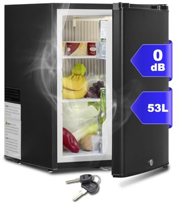 SMETA 12v 53L Caravan Fridge, 2 Way 12v 240v Lockable Camping Fridge | Van, Truck, Motorhome, Office, Dorm, Hotel | Reversible Door | Quiet | 0-10℃ Black
