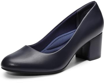 DREAM PAIRS Zapatos de Tacón Bajo para Mujer con Tacón Cuadrado Cómodo y Punta Redonda,Size 43,Marino-PU,SDPU2462W