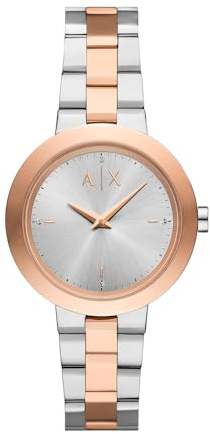 Armani Exchange Watch for Women, Quarz Zweizeiger Uhrwerk und 36mm Gehäusegröße mit Edelstahl- oder Lederarmband