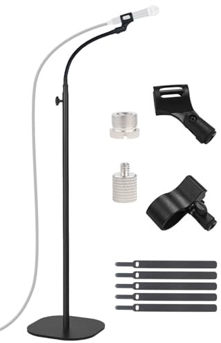 Mikrofonständer, Schwanenhals Mikrofon Bodenständer, höhenverstellbar von 90 cm bis 167 cm mit Robuster Basis für Samson Q2U Elgato Fifine AM8 Blue Yeti AT2020 AT2040