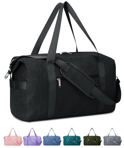 for Easyjet Cabin Bag 45X36X20 Underseat Travel Duffel Bag with Wet Pocket Weekender Overnight Carry on Luggage for Women and Men (Black)