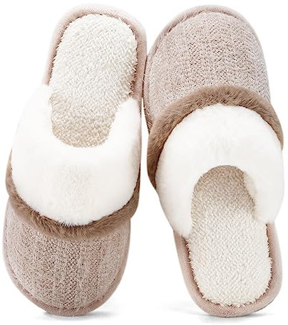 GOEWY Pantuflas acogedoras para mujer, zapatos de casa peludos para interiores y exteriores, con suela antideslizante de espuma viscoelástica, regalos para mujeres, mamá, novia, damas