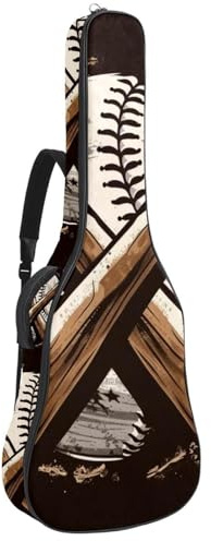 Bassgitarrentasche, 101,6 cm, 101,6 cm, doppelter verstellbarer Schultergurt, Akustikgitarre, Gigbag, Gitarrenkoffer, wasserdichtes Oxford-Gewebe, dicker Schwamm, Vintage-Baseballball und