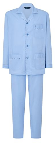 El Búho Nocturno Pigiama Uomo Lungo Cotone 100% - Popeline Set Classico Due Pezzi Giacca Maniche Lunghe Bottoni - Abbigliamento Notte Ospedale Leggero Autunno Estate Taglie Forti - Fil-à-Fil, XL