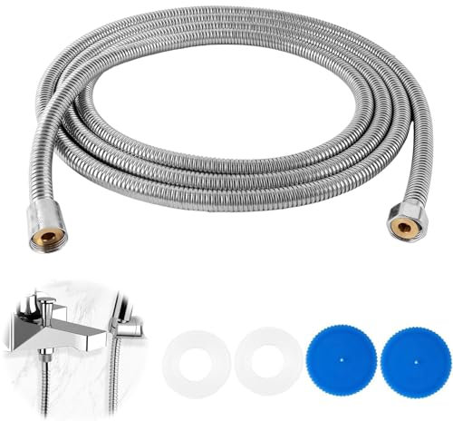 Tubo Doccia Flessibile 3 m,Stainless Steel Shower Hose, Tubo Flessibile per Doccia,Universal Shower Hose,protezione contro la torsione,con 2 limitatori di flusso, grazie al connettore standard da 1/2