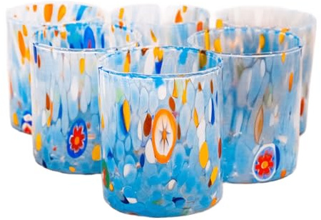 MurArt Lot de 6 verres de 300 ml, collection Tower en verre soufflé à la main, fabriqué en Italie