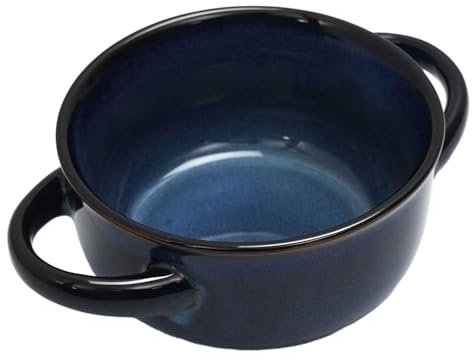 HOME DECO FACTORY, KA0429 - Cuenco para Sopa de gres Resistente, diseño Elegante y Atemporal, Ideal para sopas, ensaladas y postres, Apto para lavavajillas, tamaño Grande, Color Azul