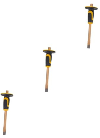 GLEAVI 3pezzi Scalpello Per Muratura Con Protezione Chisel Duro Per Lavori Di Pietra e Manico Ergonomico Strumento Versatile Per Falegnami e Muratori
