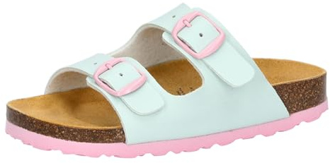 Lico Bioline Kids 2-schnaller, Sabot Unisex Barn och ungdomar, Turkos och rosa, 29 EU