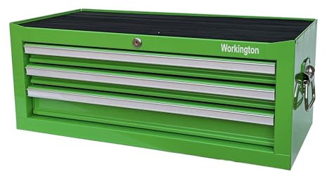 Workington Industrial 3 Drawers Portable Metal Intermediate Box, 26 Middle Tool Chest Cabinet with Ball Bearing Drawer Slides, Steel Tool Storage Box Organizer 4009 Green
