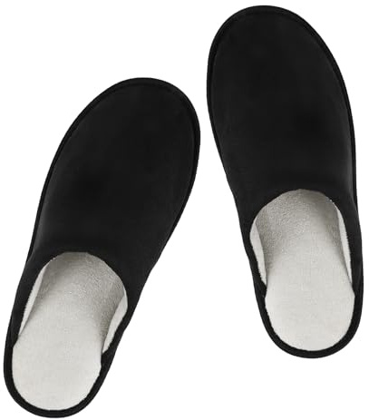 riemot Zapatillas Casa Hombre con Forro de Algodón Pantuflas Verano de Hombre Cómodo Suave Antideslizante Negro 42-43 EU