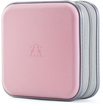 alavisxf xx CD-fodral, 48 kapacitet hårdplast bärbar resa DVD-fodral skyddande dragkedja CD-fodral hållare bilförvaring plånbok väska (ljusrosa, 48 kapacitet)