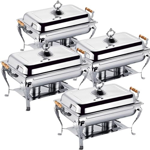 Mixtric Chafing Dish-Speisenwärmer Aus Edelstahl Mit Deckel, Edelstahl-Speisewärmer-Set, Chafing Dish-Speisenwärmer Für Hotels, Buffets Und Restaurants,Silber