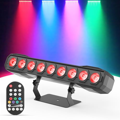 Wallwasher Bühnenlicht Bar 60W, 9 RGBW LED Effektstrahler mit Fernbedienung DMX512 Discolicht Partylicht Strobe Sound Control für Bar DJ Party Hochzeit Outdoor