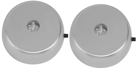 SOLUSTRE 2 Stück LED Basisleuchte für Kristalle mit Farbwechsel Runder Kunststoff Sockel 7cm Silberfarbene Beleuchtung für Zuhause und Partys