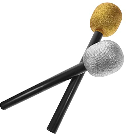 Milisten Lot De 4 Faux Microphones Jouets Paillettes Argent Et Or Accessoires Léger Et Portable pour Enfants Parfaits pour Karaoké Spectacles Fêtes Et Jeux De Rôle