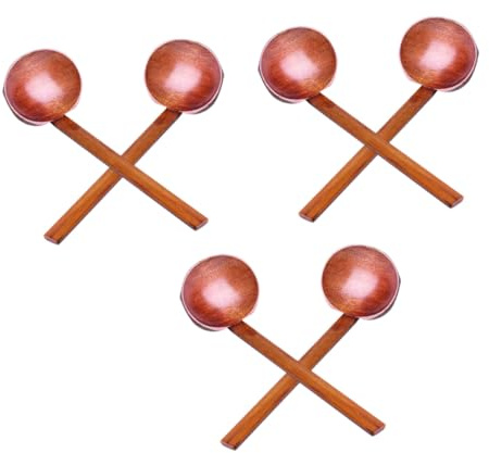LIFKOME 6 Piezas Cucharas de Madera para Sopa Mango Diseño Ergonómico Multifacético para Servir Cocinar sin Olores Protección Calor Cocina Japonesa