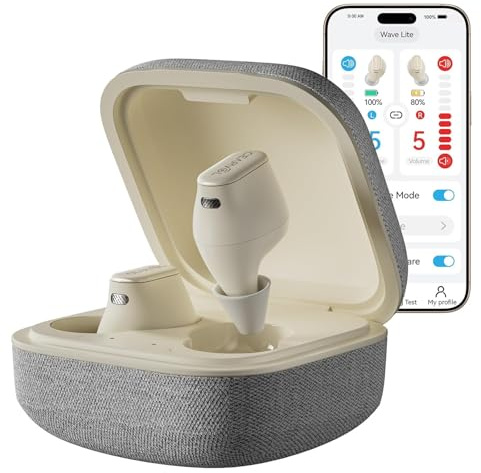 Wave Lite Amplificateur Sonore–Rechargeable, Bluetooth, Contrôle via application, Réduction du larsen, Entrée AUX, pour les personnes âgées, Lumière stellaire